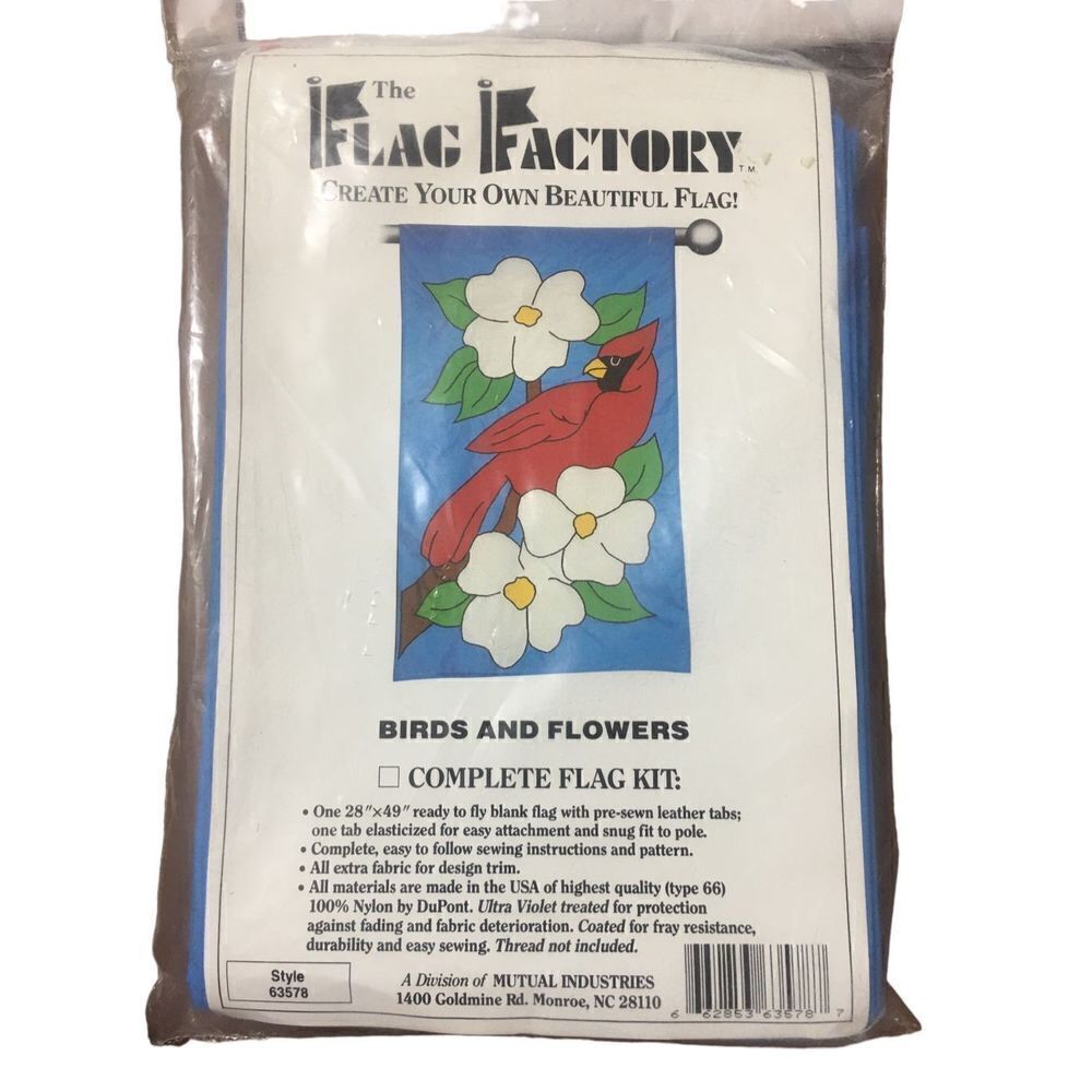 Vintage The Flag Factory Birds And Flowers Flag Kit